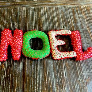 Vintage Christmas Decoration Noel Fabric Wall hang Stuffed Sign